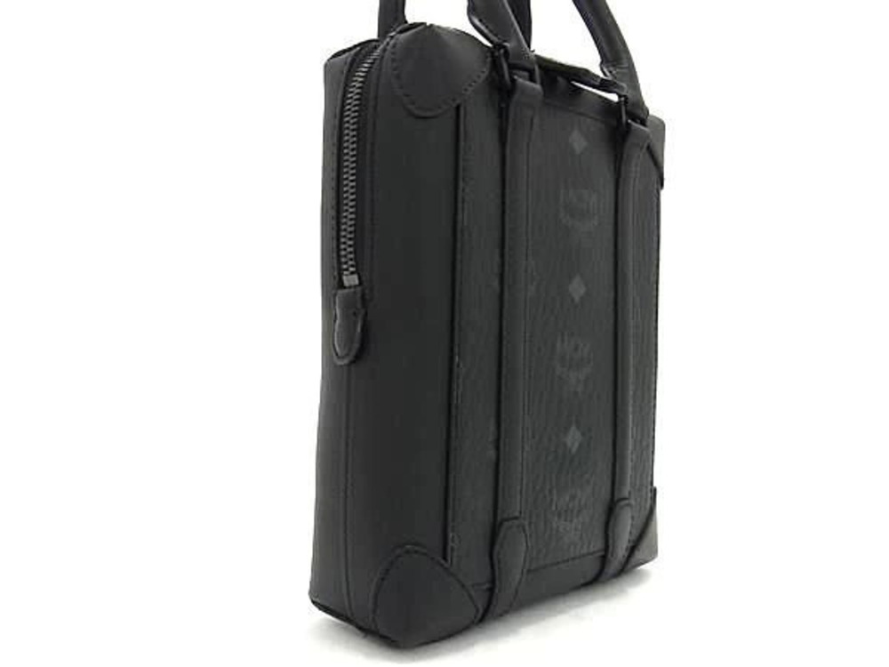 Mcm Handbag Visetos Shoulder Monogram Black Crossbody Leather Black